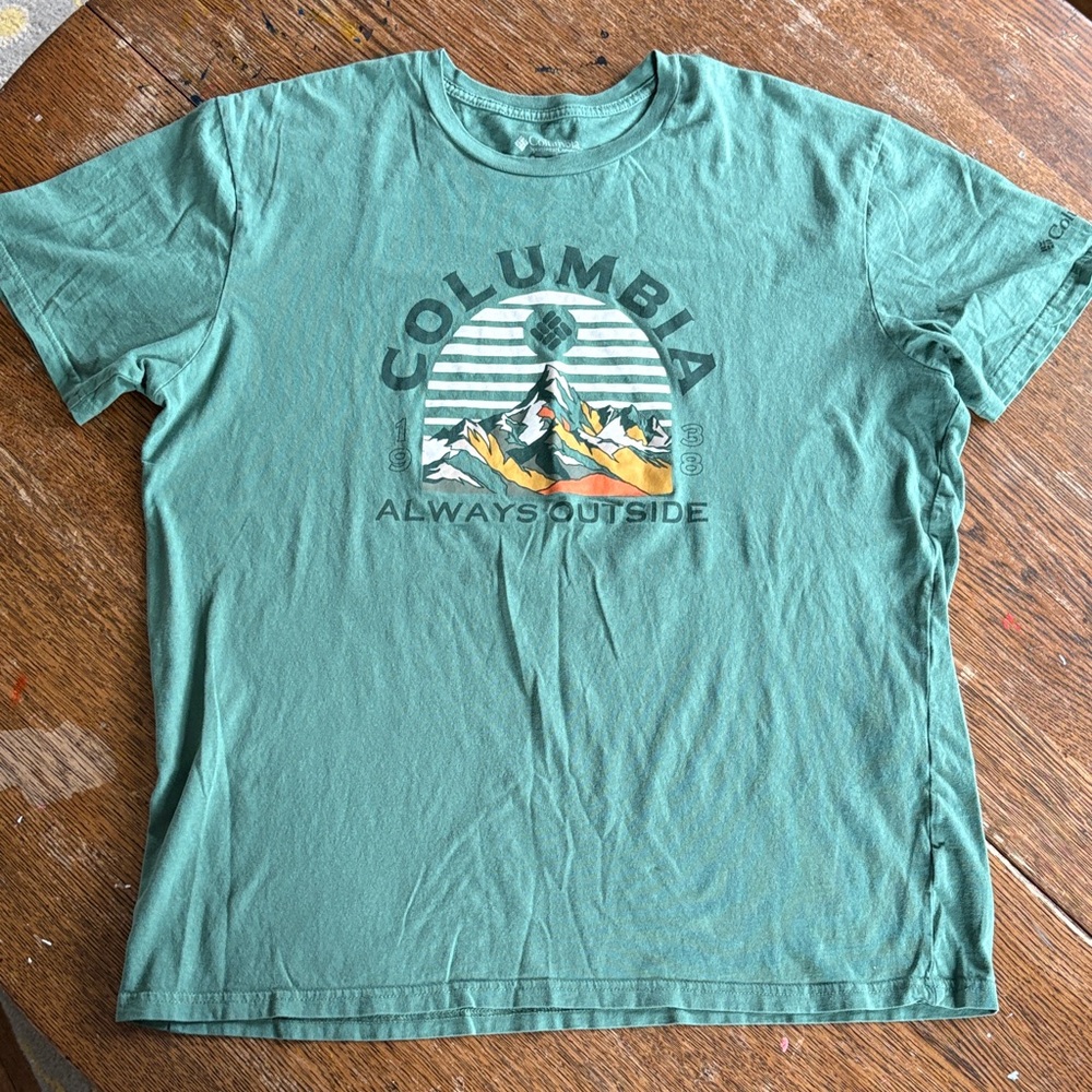 Columbia Shirt Adult XL Green Always Outside Graphic Mountain Outdoors